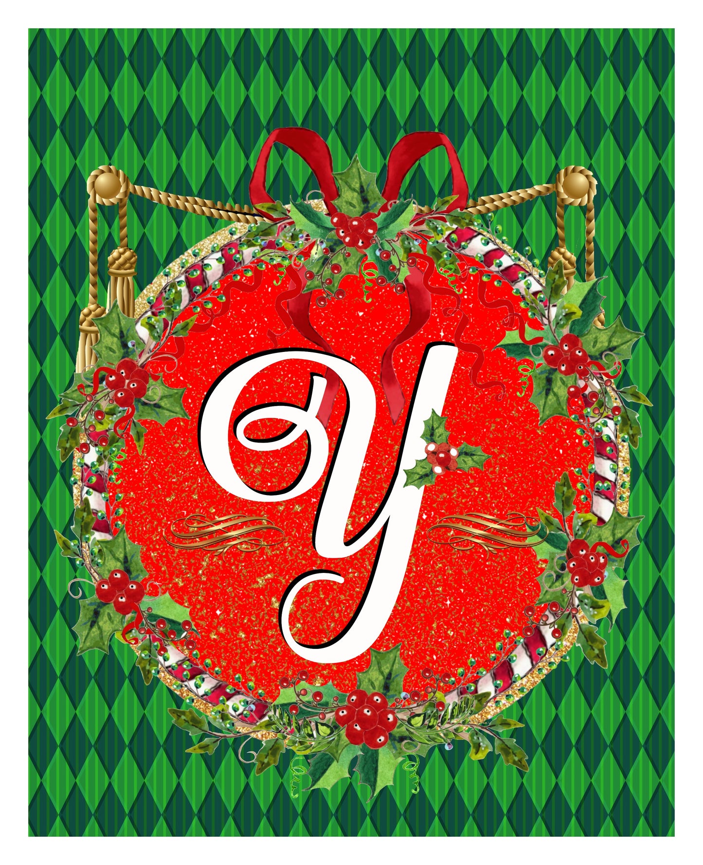 Y- Christmas Monogram 8x10 Print Ready To Frame - INITIAL