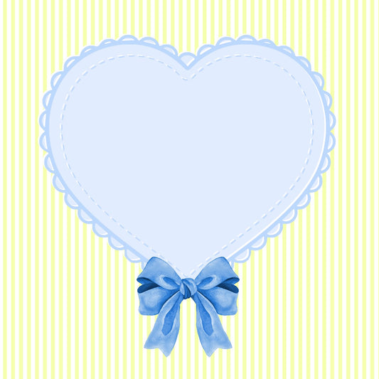 Blue Eyelet Heart on Yellow Stripes 12x12 Scrapbook Page, Frame or Background