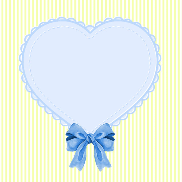 Blue Eyelet Heart on Yellow Stripes 12x12 Scrapbook Page, Frame or Background