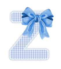 Baby Blue Gingham Alphabet & Bow A-Z