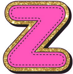 Bright Pink Alphabet trimmed in glittery gold Very Girly!