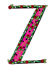 Debs Rose Alphabet Letter Z - 12 different colors
