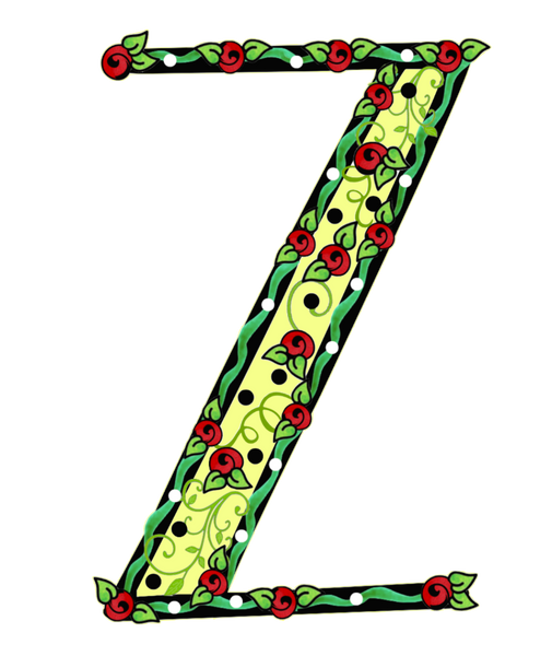 Debs Rose Alphabet Letter Z - 12 different colors