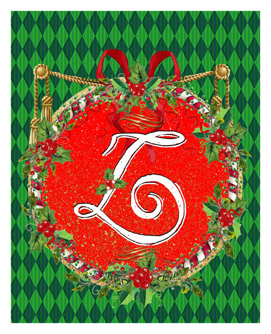 Z- Christmas Monogram 8x10 Print Ready To Frame - INITIAL