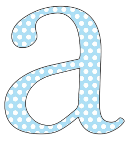 A-Z 26 Images - LOWERCASE Baby Blue Polkadots Alphabet Set