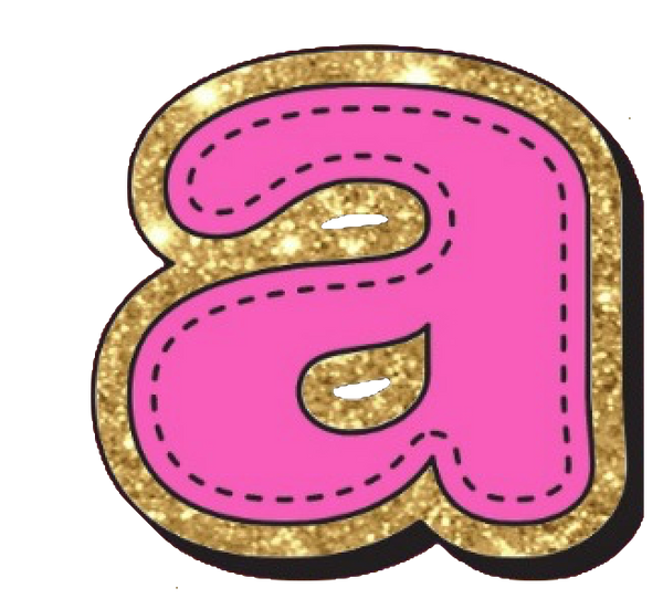 Bright Pink Alphabet trimmed in glittery gold Very Girly!