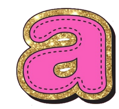 Bright Pink Alphabet trimmed in glittery gold Very Girly!