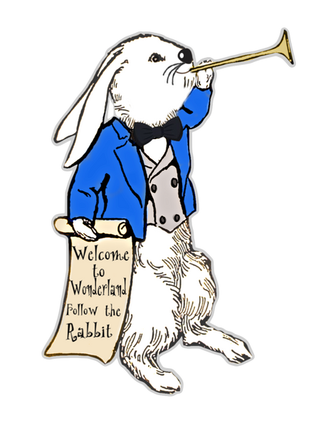 The White Rabbit (Outlined) Clip Art PNG Image - Alice in Wonderland