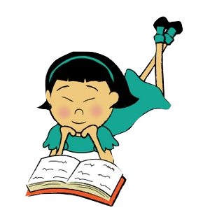 Asian Little Girl Child Student Reading a Book
