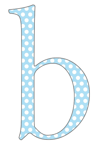 A-Z 26 Images - LOWERCASE Baby Blue Polkadots Alphabet Set