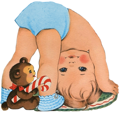 Blue - Boy Cute Adorable Christmas Baby Butt - Monkey licking his candy cane