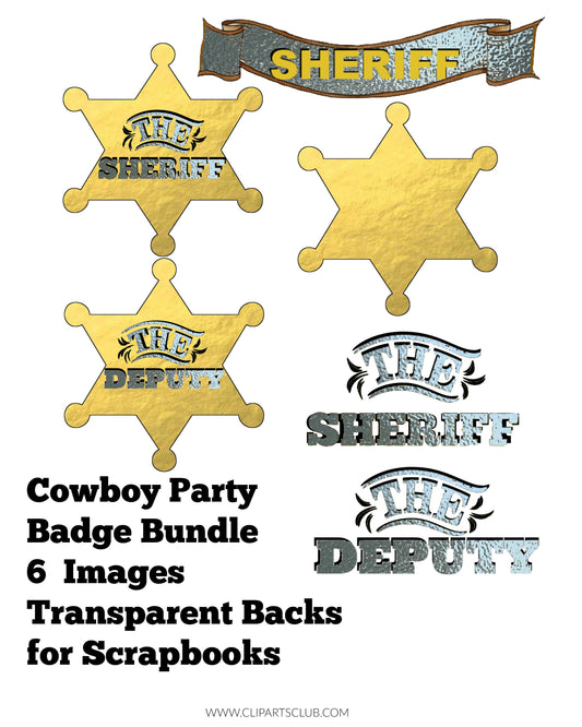 Cowboy Birthday Party Badges - Banners & Words for Scrapbooking