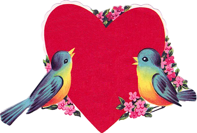 Red Vintage Heart & Blue Birds