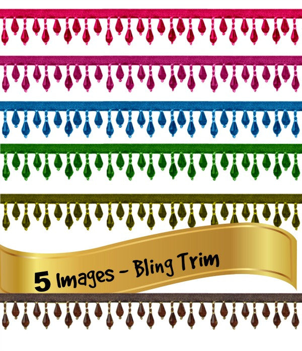 5 Bling Trim Images - Jeweled Hanging Border Trim 5 separate Images