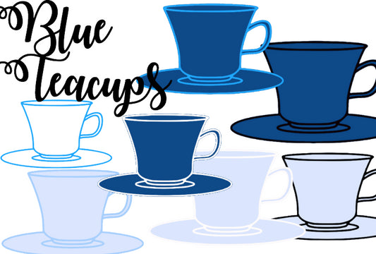 7 Blue Teacups 7 separate images each different