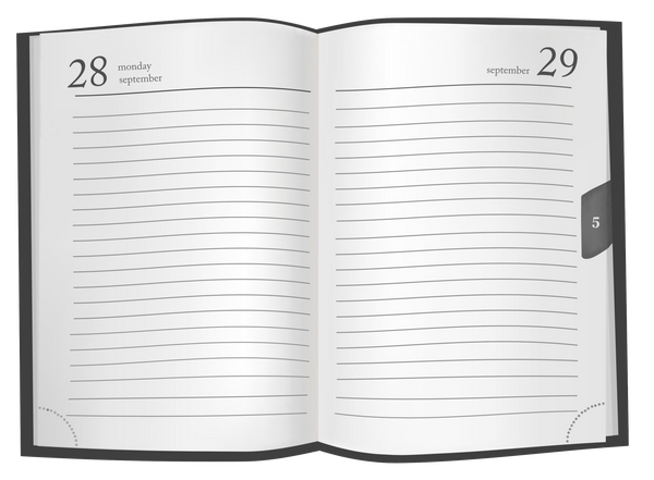 Journal or Business Planner Calendar Book Open Pages for writing