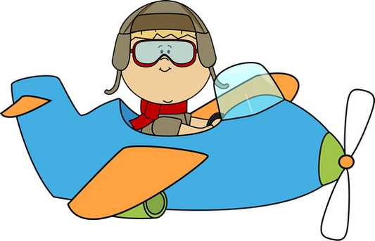 Boy or Man flying Blue Airplane