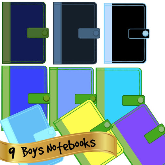 Boys Notebook Bundle - 9 Separate Notebooks