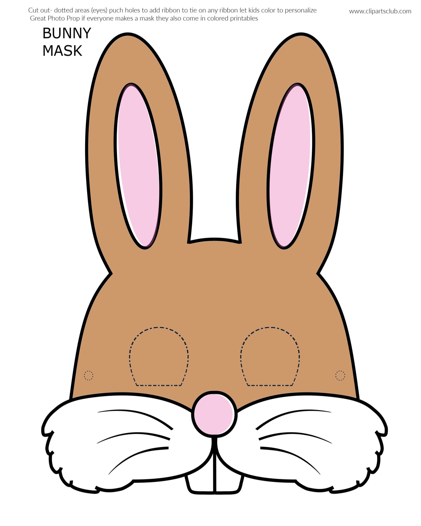 3  Different Brown Easter Bunnies DIY Kids Craft Mask for Easter-SCROLL TO SEE THEM ALL