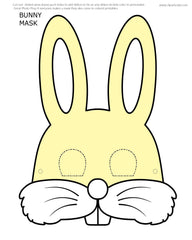 Bunny Rabbit Mask - DIY easy Kids Craft for Easter Printable Photo Prop Print Yellow