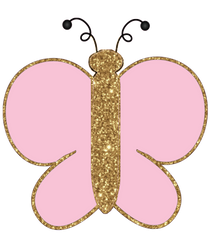 Pink Whimsy Gold Glitter Butterflies Set - Printable & 4 Butterflies Clip Art
