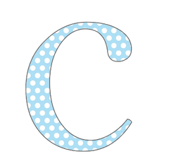 A-Z 26 Images - LOWERCASE Baby Blue Polkadots Alphabet Set