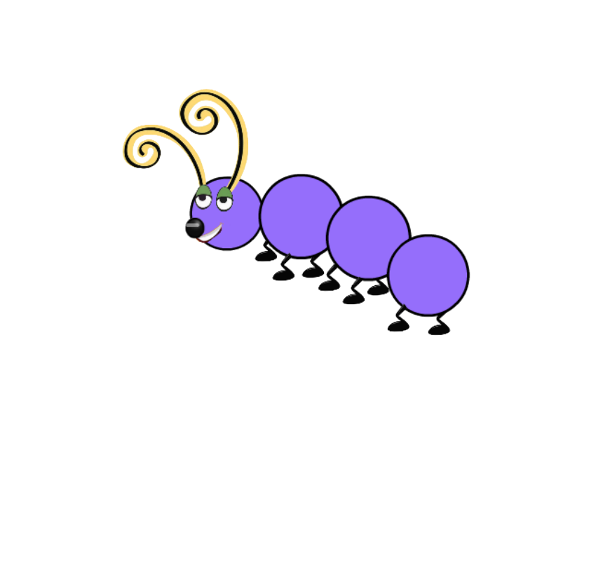 2 Purple Caterpillar Bugs - 1 girl & 1 Boy cute bug clip art