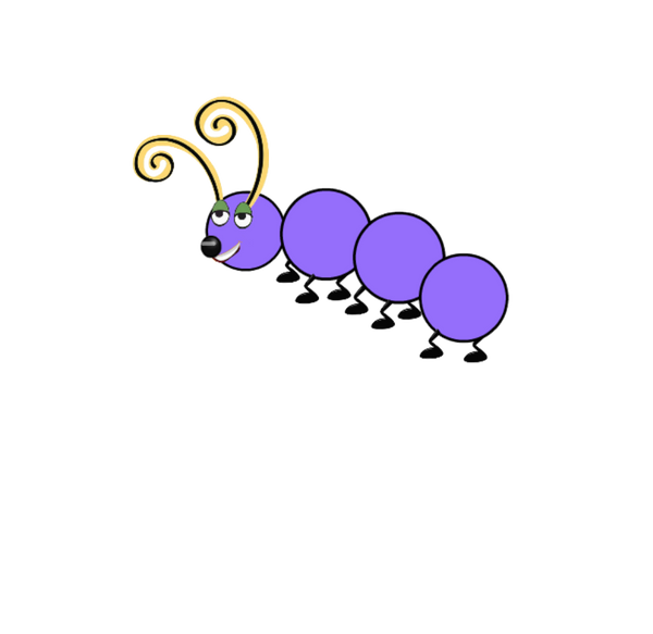 2 Purple Caterpillar Bugs - 1 girl & 1 Boy cute bug clip art