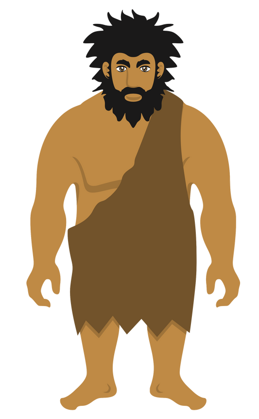 Prehistoric Cave Man Black Hair & Beard