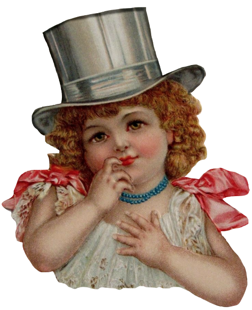Vintage New Years Girl in Silver Top Hat - Ephemera Scrap