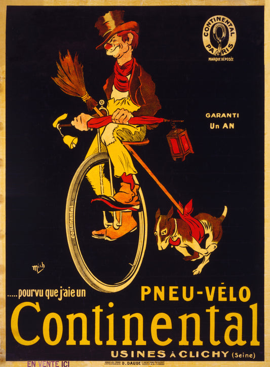 Vintage Paris French Ephemera Clown Poster "Continental"