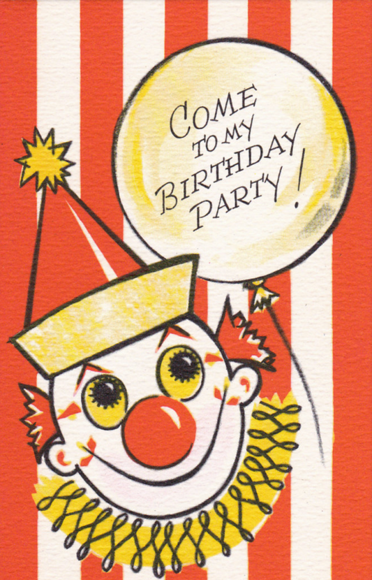 Vintage Clown Birthday Party Invitation