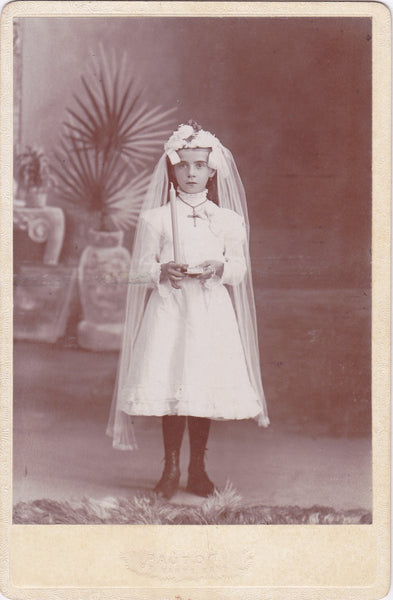 Vintage Antique Confirmation Photo Little Girl