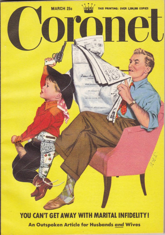 Vintage Coronet Magazine Cover Cowboy and Daddy Ephemera