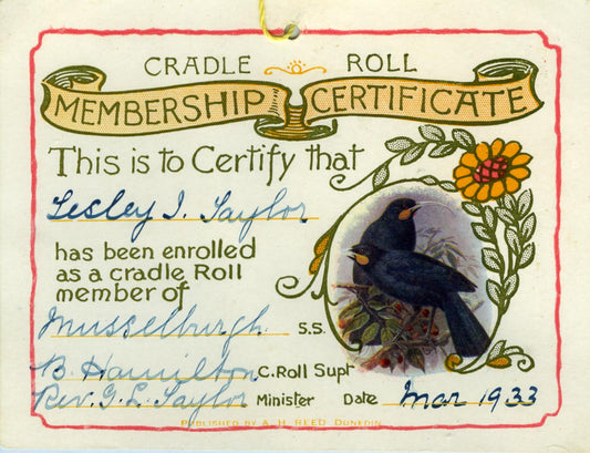 Cradle Roll Membership 1933