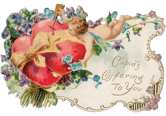 Cupids Offering Vintage Valentine Postcard