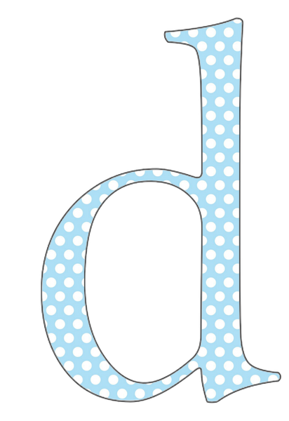 A-Z 26 Images - LOWERCASE Baby Blue Polkadots Alphabet Set