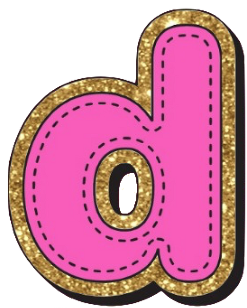 Bright Pink Alphabet trimmed in glittery gold Very Girly!