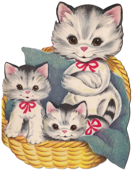 Vintage Kitty Cats - 12 different images & 1 collage sheet