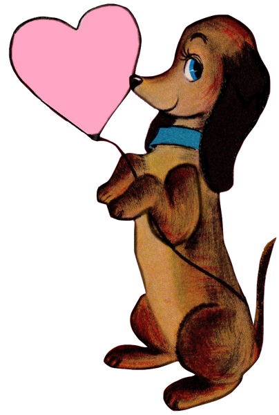 Doggie Heart - Little Dachshund with pink heart balloon