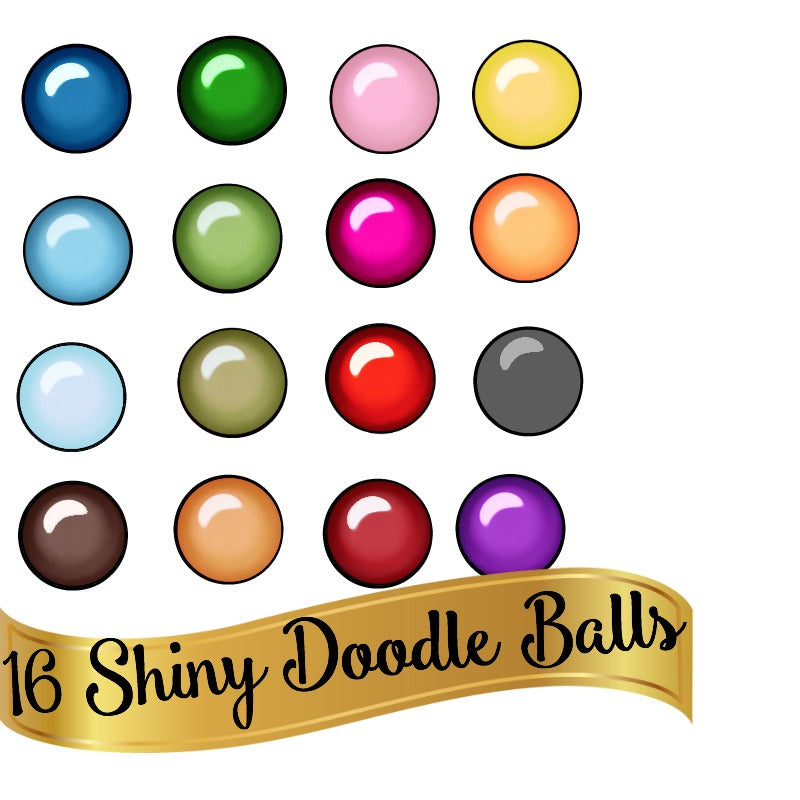 16 Shiny Doodle Balls - 16 Separate Images