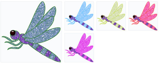Dragonfly Bundle #5  Dragonflies Glitter  5 color variations - 5 images