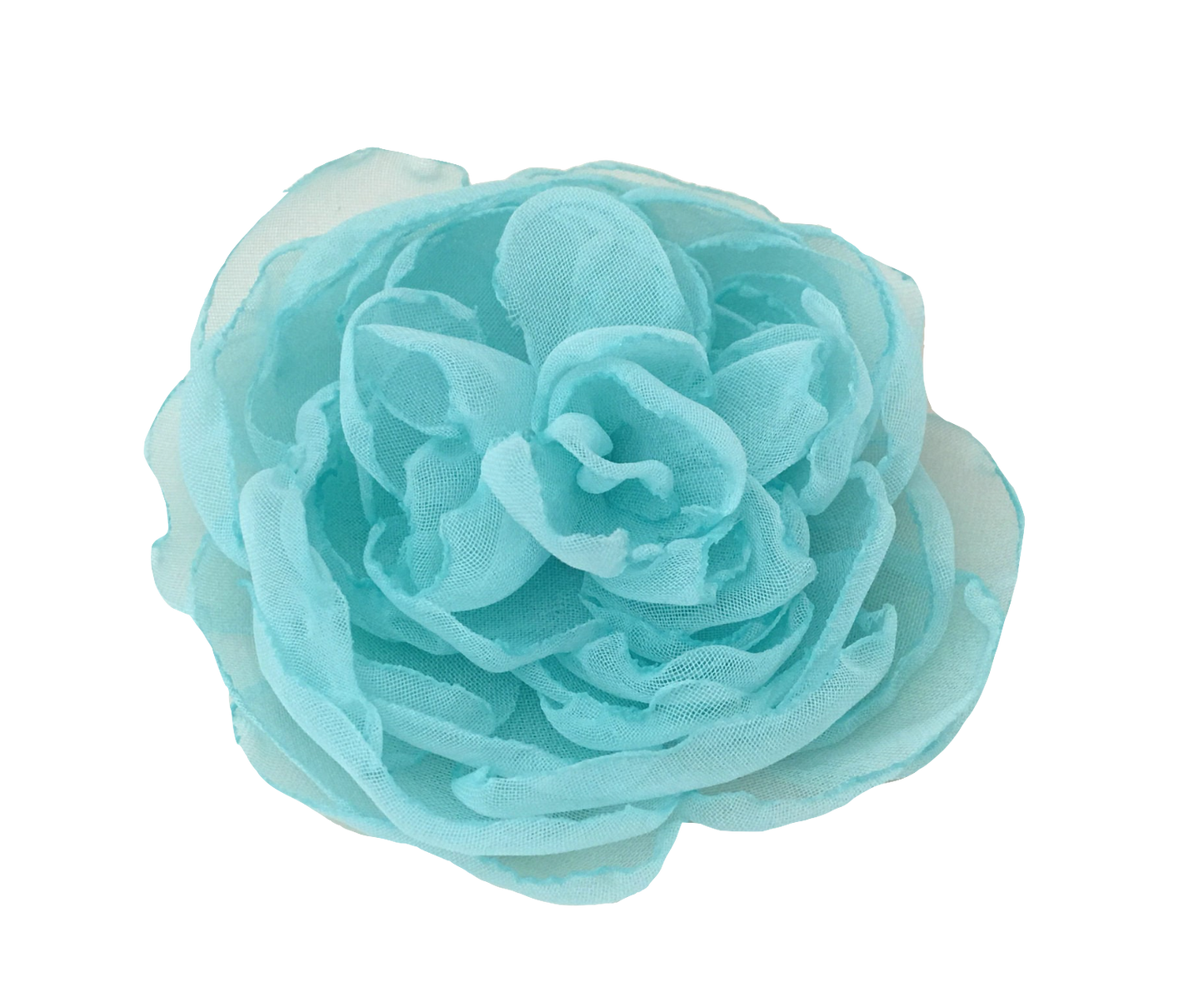 Aqua Silk Chiffon Fabric Rose Embellishment