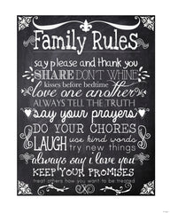 Family Rules Chalkboard Print 8x10 ready to print & frame Great Gift!