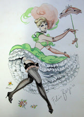 Beautiful Vintage Folies Bergere hand painted Print
