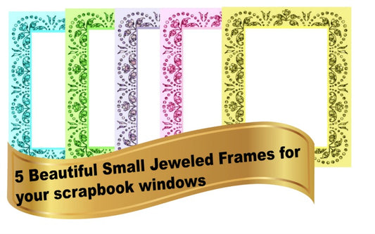 Small Jeweled Scrapbook Window Frames - 5 colors