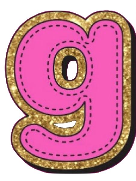 Bright Pink Alphabet trimmed in glittery gold Very Girly!