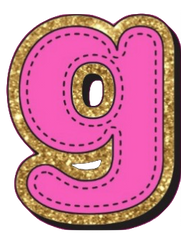 Bright Pink Alphabet trimmed in glittery gold Very Girly!