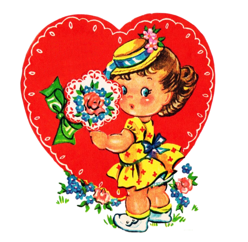 Adorable little girl - Yellow dress -Valentine heart