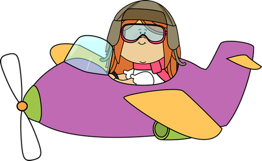 Girl Flying in Purple Airplane